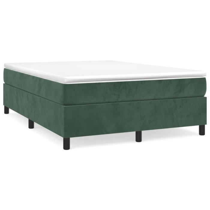 Sommier à ressorts - DILWE - Vert foncé - 140x190 cm - Velours - 2 places
