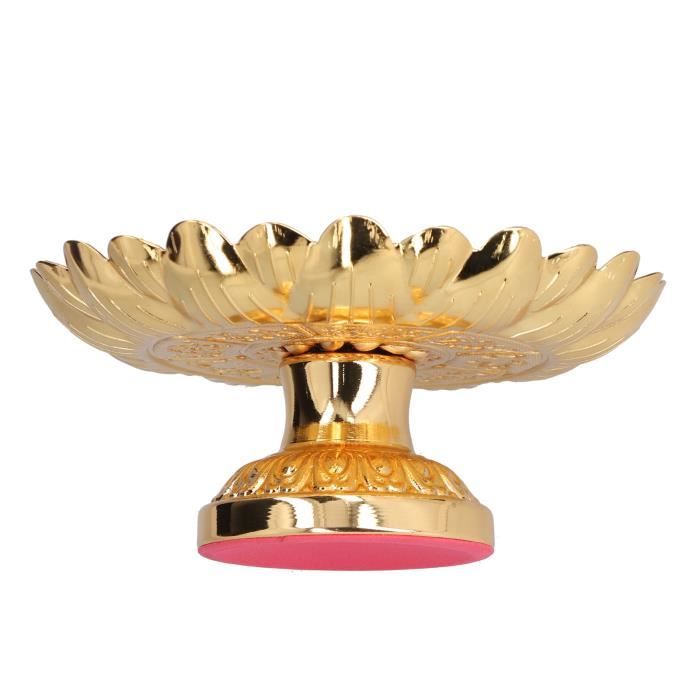 Bol à Fruits En Alliage Doré Style Lotus - Plateau Offrande Temple, Diamètre 17.8cm, Design Rétro, Pour Décoration Et Service