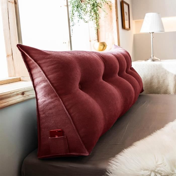 Coussin Poche Rangement Coussin Triangulaire Lit Rucener 140cm - Oreiller De Lecture Et Soutien Dos Bleu Foncé Support Lombaire