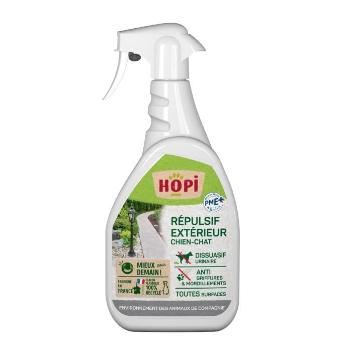 Meilleurs prix pour HOPI Repulsif Chat et Chien Exterieur 500 ml - Favorise l éducation Chiot et Chaton - Tous types de supports - Fabriqué en France