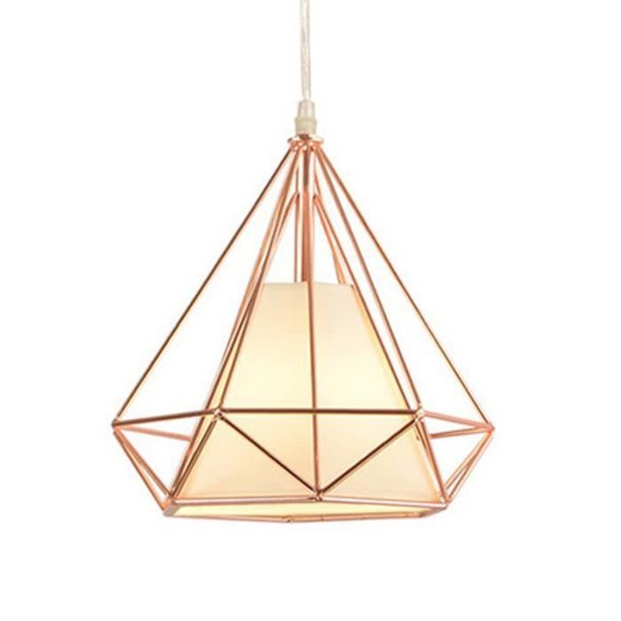 Lustre Suspendu Industriel IDEGU - Abat-jour Cage Métal Doré 25cm - Pour Salon, Salle à Manger