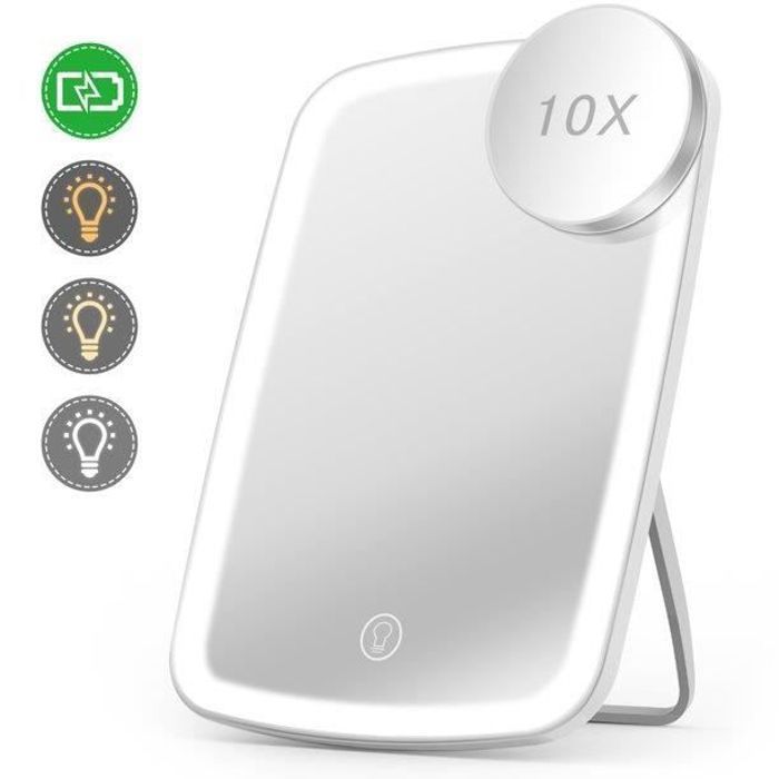 Miroir cosmétique LED avec lumière et grossissement x10 | Leroy Merlin Miroir cosmétique LED avec lumière et grossissement x10 | Leroy Merlin