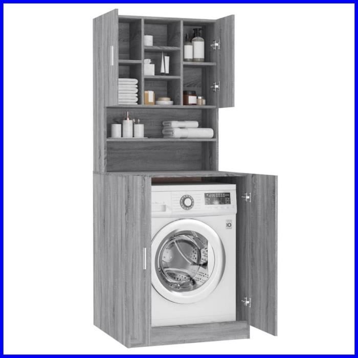 Meuble pour machine à laver - KEENSO - Colonne salle de bains Armoire pour machine à laver Sonoma gris Bois dingénierie DBA