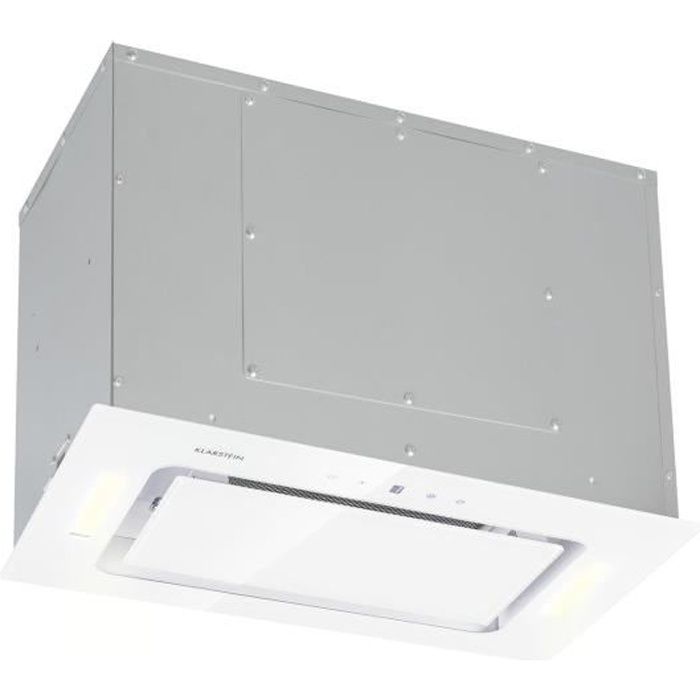 Klarstein Hektor Hotte groupe filtrant encastrable 52cm - recyclage ou évacuation 530 m³-h - panneau tactile - éclairage LED - blanc