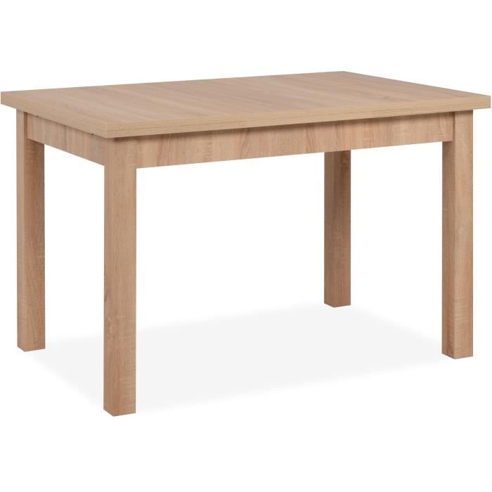 Table à manger extensible LONGFORD - 6 à 10 personnes - Mélaminé chêne - L120-200 x H76 x P80 cm