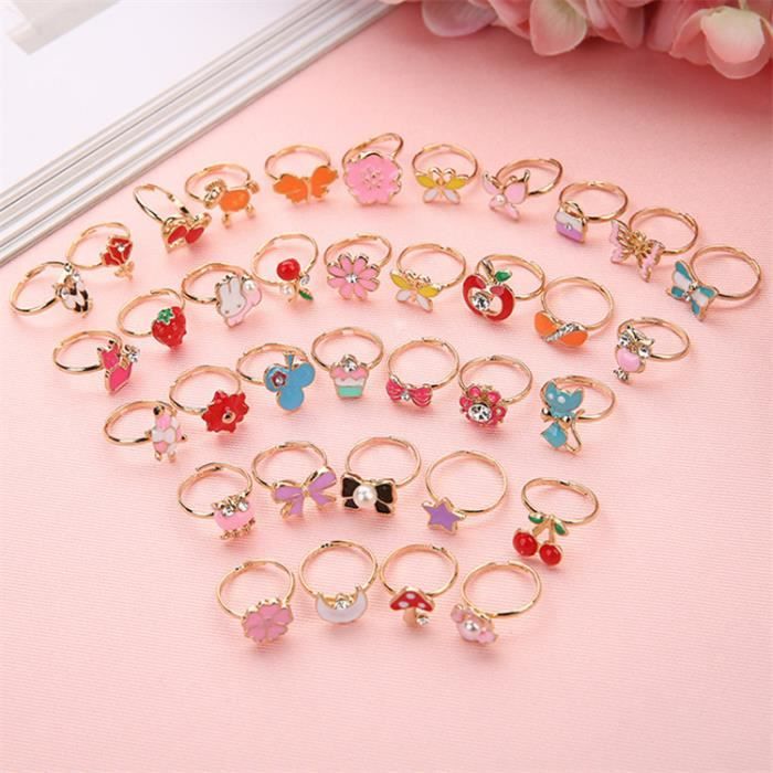 10 PCS Bagues pour Enfants,Bague Fille, Bijoux Réglables Bagues