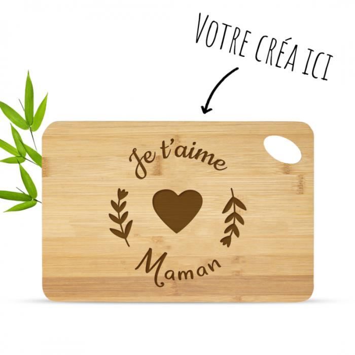 Planche à Découper Bambou Gravée Bassiste Superwoman - Cadeau Femme Cuisine Apéro