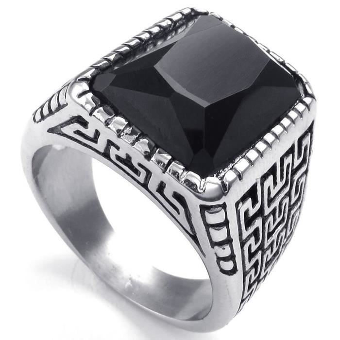 Bijoux Bague Homme - Rétro Classique - Cristal - Acier Inoxydable ... Bijoux Bague Homme - Rétro Classique - Cristal - Acier Inoxydable ...