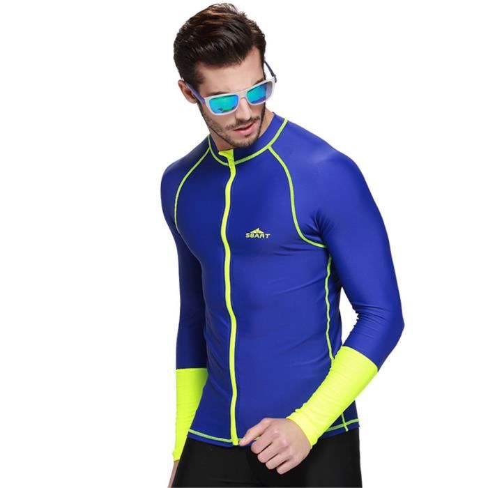 Sbart Homme T-shirt pour Sous-marine et la Natation Surf Piscine à Manches  Longues avec Fermeture éclair Protection Anti-UV - Cdiscount Sport