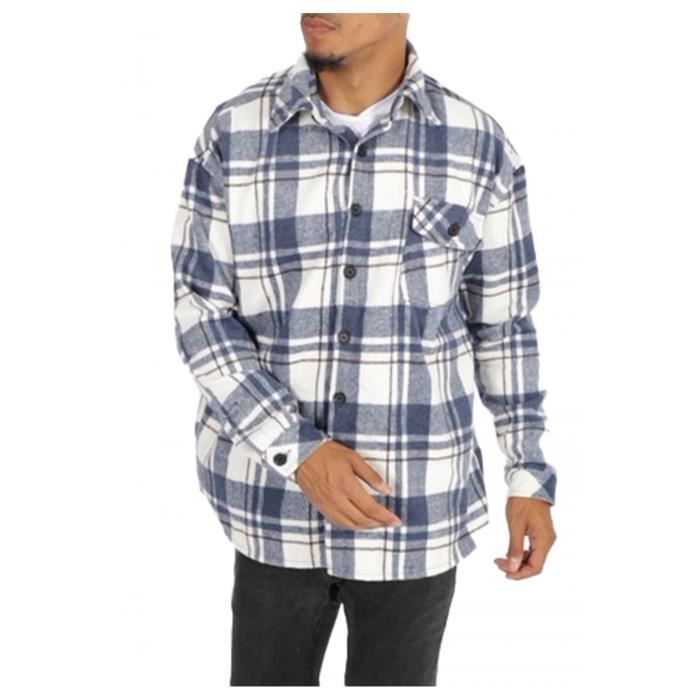Surchemise polaire à carreaux Bleu Homme