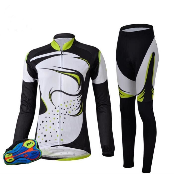 Ensemble Vélo Hiver Baymate – Maillot Manches Longues + Pantalon, Unisexe, Respirant, Bandes Réfléchissantes
