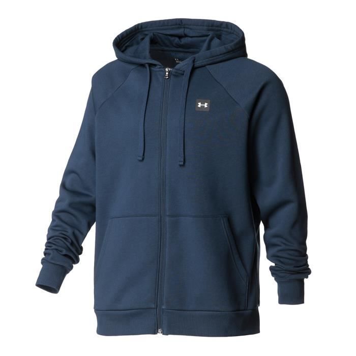 veste à capuche - under armour - rival fleece fz - homme - bleu