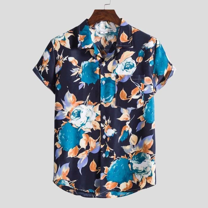Chemise Hawaïenne Caribbean Joe - Homme, Manches Courtes, Taille M, Bleu, Occasion