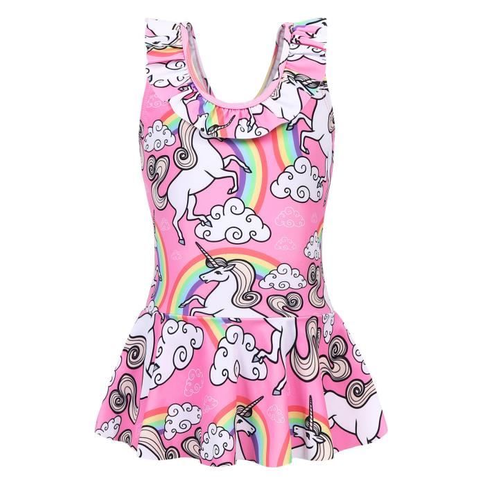 Maillot De Bain Une Pièce Fille Licorne - Bretelles Réglables - Taille 3 à 10 Ans - 3