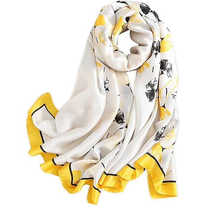 Foulard Soie Femme LANKEE - 180x90cm - Chiffon Imprimé Vintage - Multi-usage écharpe, Headband, Plage