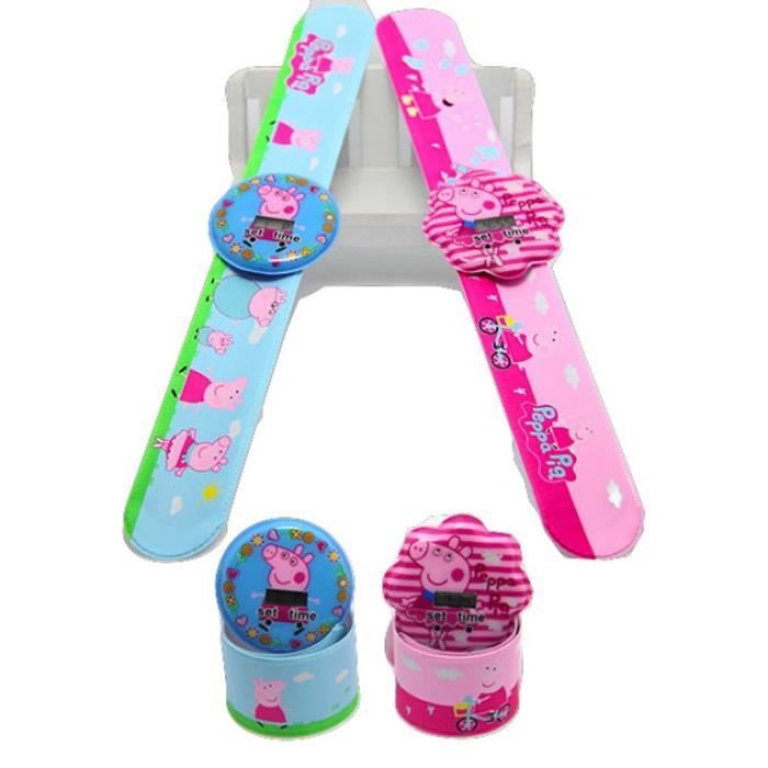 Montre Numérique Peppa Pig Pour Enfant - Bracelet Rose En Caoutchouc, Résiste Aux éclaboussures