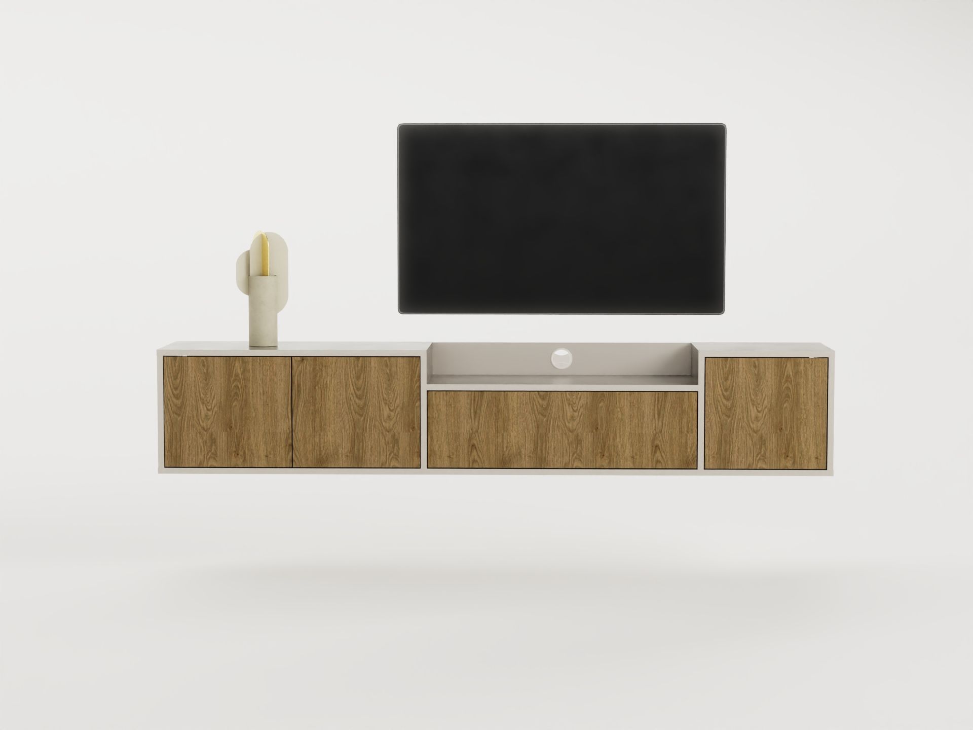 GENERIQUE Meuble TV suspendu PINELLA AUCUNE 200x35x37 cm 3 portes + abattante