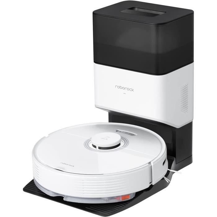 Roborock Q7 max+,Aspirateur robot laveur 4200Pa Navigation LiDAR- Carto 3D multi étages /Alexa/App Blanc