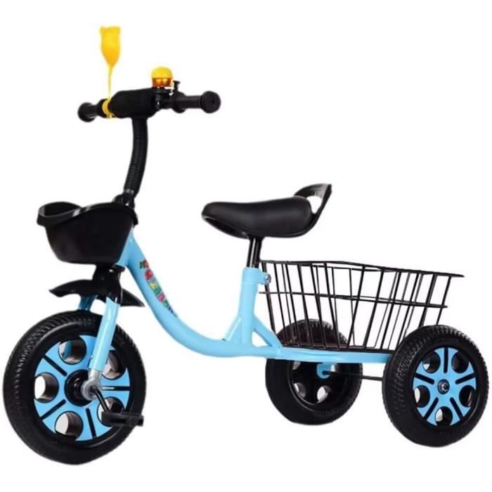 Tricycle Bébé Evolutif Vélo Enfant de 1 à 5 Ans Pliable avec Tige-poussoir et Pare-soleil Sac de Rangement 91x50x102cm
