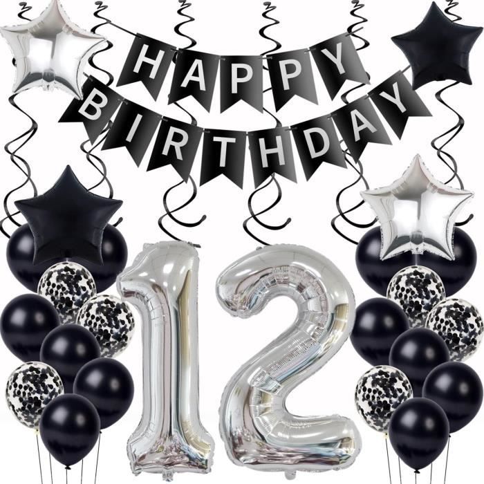 Déco Anniversaire Ballons 12 Ans Garçon – Kit Fête Jeux Vidéo – Bannière Happy Birthday, Ballons Latex Et Alu – Thème Gaming