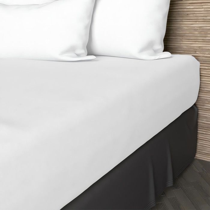Drap housse en coton 57 fils 140x200 cm UNI blanc par Soleil docre Drap housse en coton 57 fils 140x200 cm UNI blanc par Soleil docre