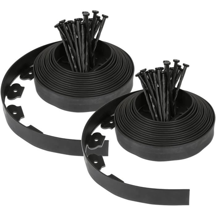 Randaco Bordure De Pelouse, Noire, Longueur : 25 M, Hauteur : 14 Cm
