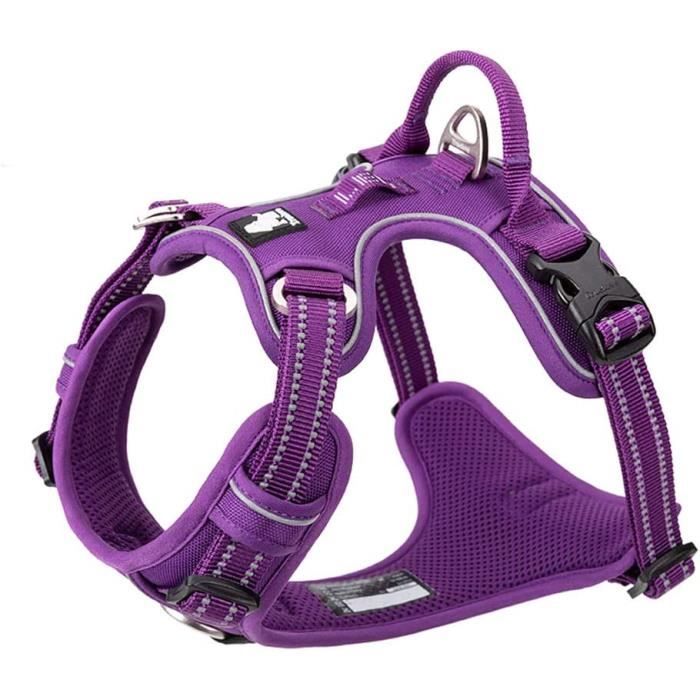 Meilleurs prix pour TRUE LOVE Harnais pour Chien No Pull Nylon Souple Réfléchissant Réglable pour Petit Grand Animal Domestique TLH56512(S, Violet)60