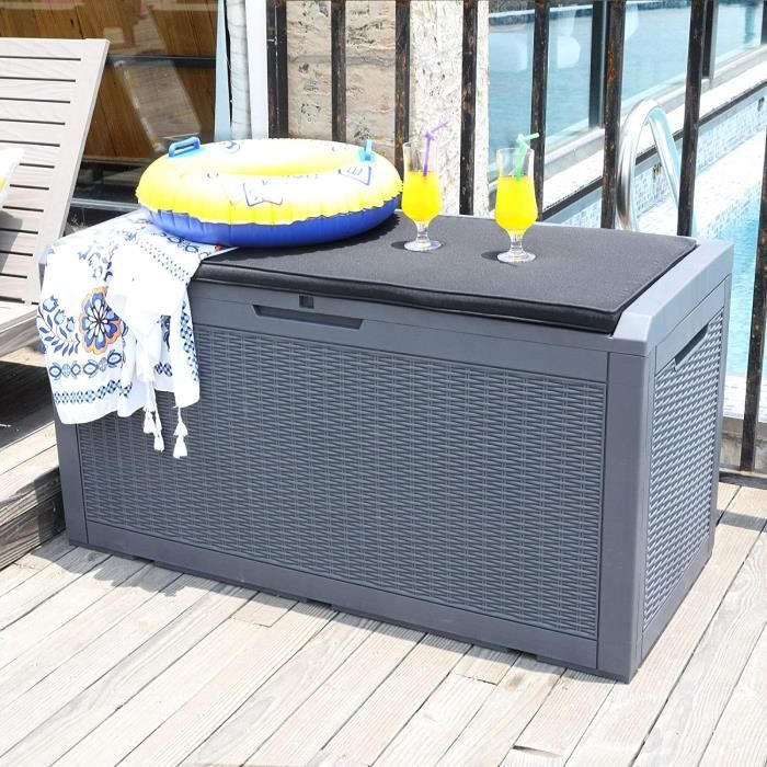 Coffre de rangement 380L pour Jardin Bac de Rangement Plastique