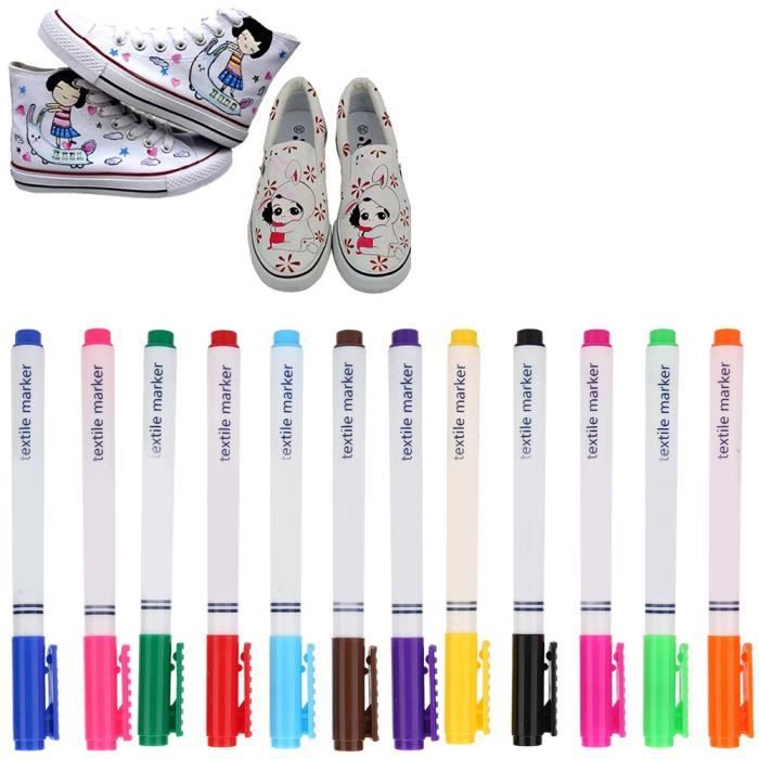 Stylo marqueur textile pour vêtements SURENHAP 12 couleurs Indélébile Fine Cdiscount