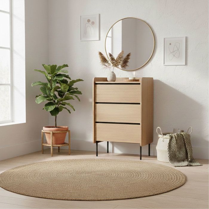 Commode 3 tiroirs avec pieds en métal noir - CO0081 - Naturel - Terre de Nuit Commode 3 tiroirs avec pieds en métal noir - CO0081 - Naturel - Terre de Nuit