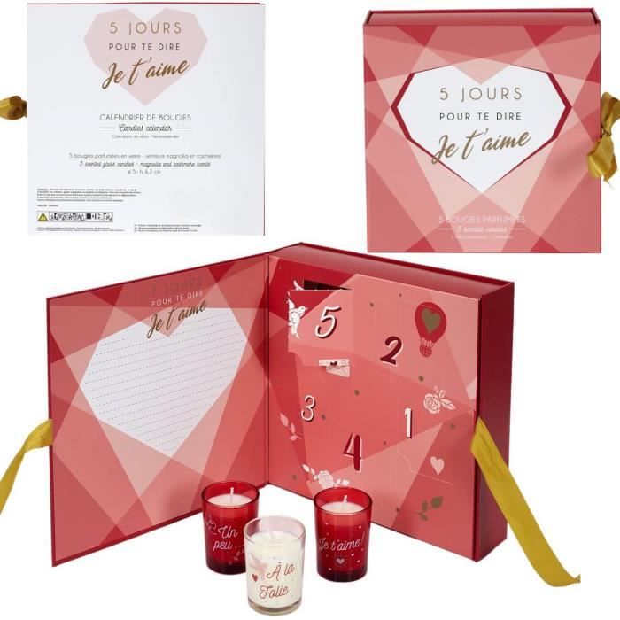Coffret Cadeau Amour - Coffret de 5 bougies Parfumées pots en verre - Mots d’Amour