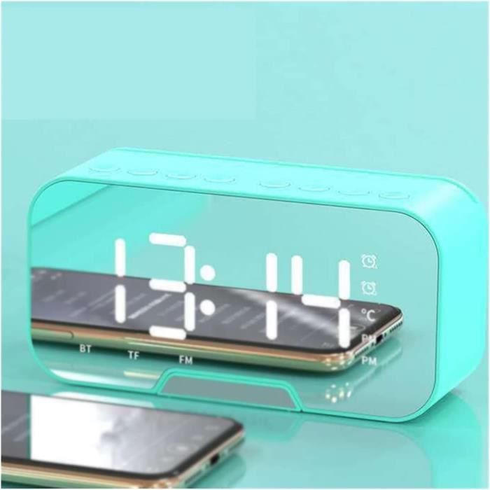 Réveil Numérique Bluetooth Avec Radio FM - Haut-parleur, Miroir, Double Alarme, Charge USB