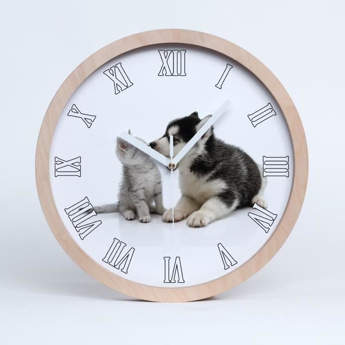 Horloge Murale Ronde 30 Cm – Les Cakes De Bertrand – Chat Charlie Multicolore