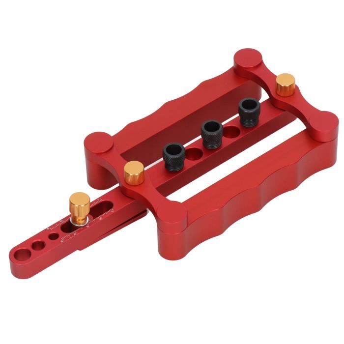 Positionneur De Perçage Portable Précis – Guide Perceuse Bois Réglable | Idéal Bricolage & Travail Du Bois (Rouge)