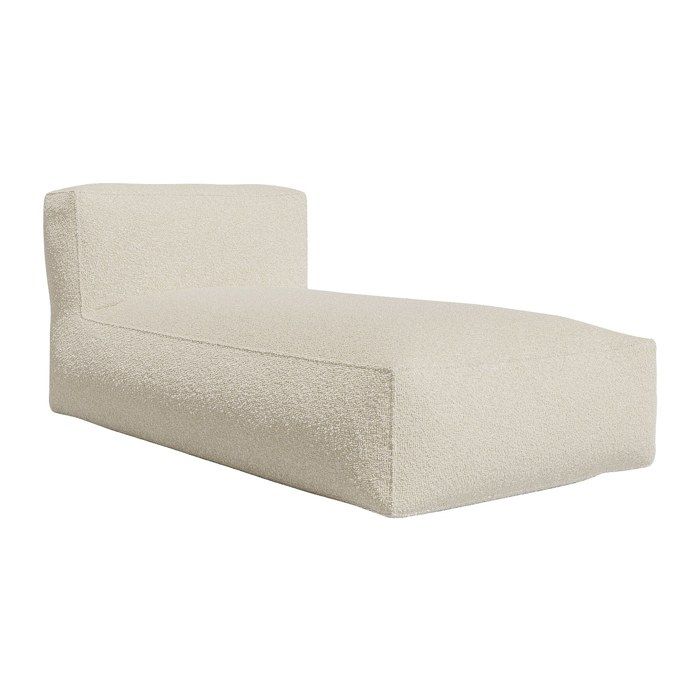 Méridienne en tissu bouclette blanc cassé NOUMARA