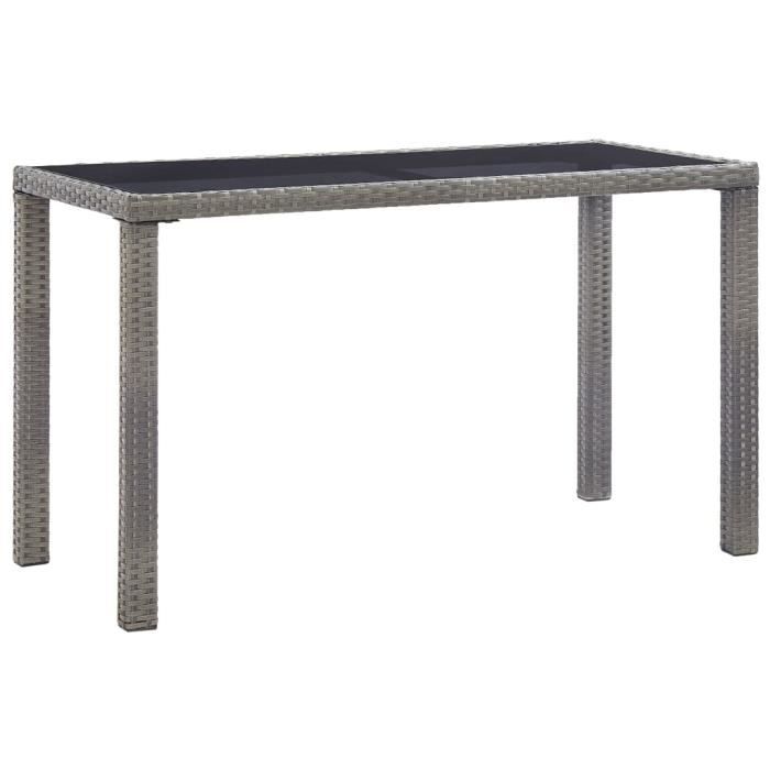 Meuble Table de jardin - Anthracite - 123x60x74 cm - Résine tressée 18.2 KG