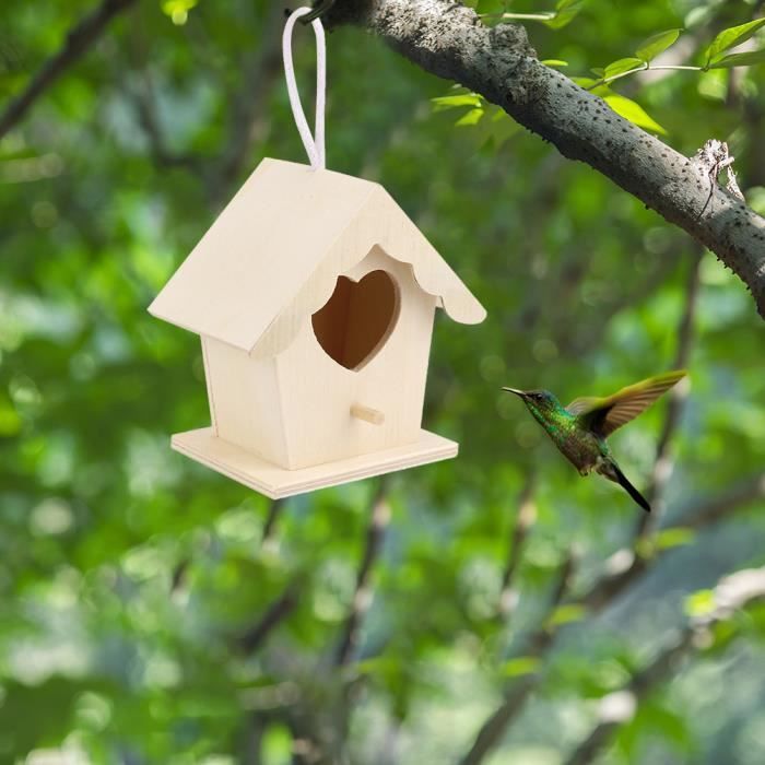Meilleurs prix pour Vvikizy nichoir suspendu Nichoir à oiseaux en bois suspendu en forme de cœur, nichoir pour jardin anti-oiseaux Couleur assortie