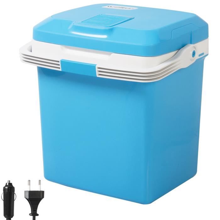 GLACIÈRE THERMO-ÉLECTRIQUE MINI RÉFRIGÉRATEUR FRIGO 12V//220V 26 LITRES BLEUE