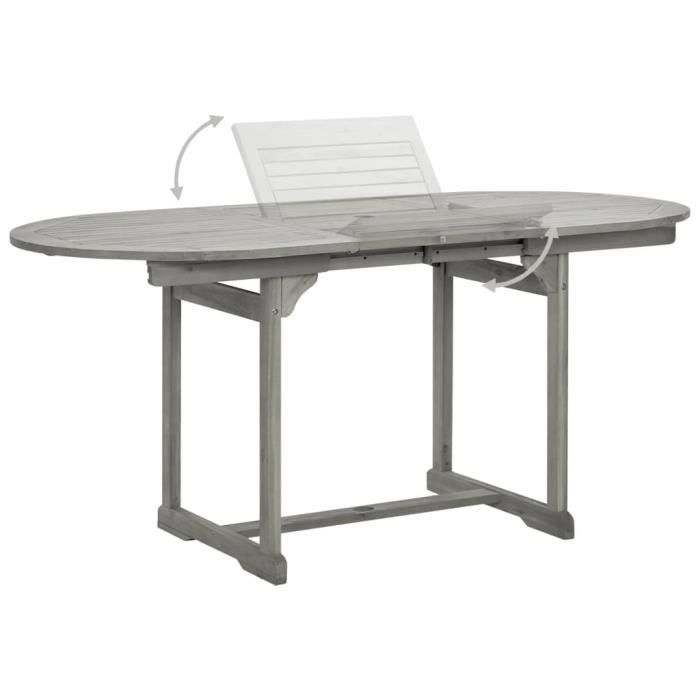 LesSaisons Table à dîner de jardin (120-170)x80x75 cm Bois d'acacia ...