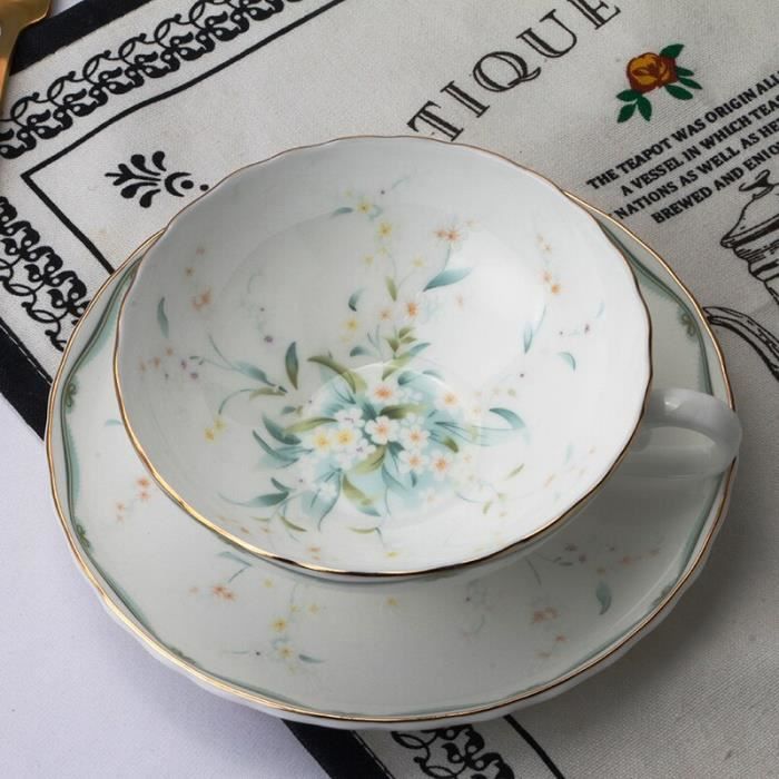 Geneviève Lethu 540694 Set de 4 Tasses de 10 cl en Porcelaine - Colection MATAKI Coloris Blanc-bleu-doré - Tasses à café, expresso dans boîte coffret