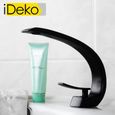 Mitigeur lavabo IDEKO - Moderne Noir & Flexible - Mitigeur réglable (Froid/Chaud) - Fixation verticale-1