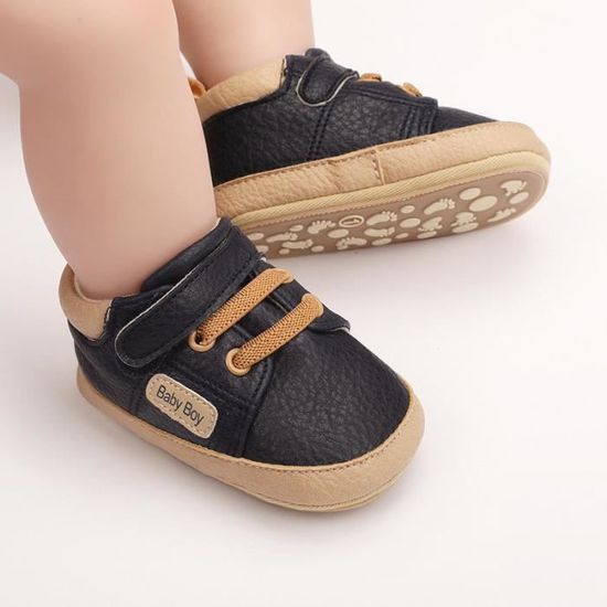 Chaussures Pour Bébé Garçon Couleur Claire Faux Cuir Mou Tendre Souple  Légères Antidérapant 0-18 Mois Gris - Cdiscount Chaussures