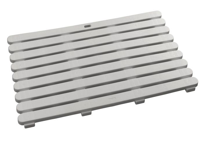 Tapis De Douche Antidérapant Extra-Long 61x61 Cm | Caillebotis Polyester/Caoutchouc à Drainage Rapide | Couleur Gris