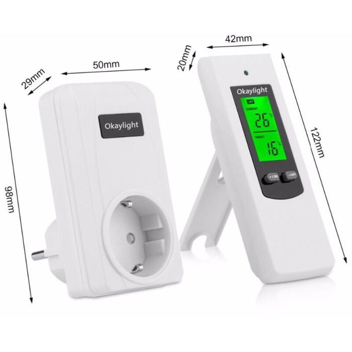 Thermostat Prise ChiliTec ST50 - Contrôle Chauffage/ventilateur, Sonde Externe, 230V 16A 3500W