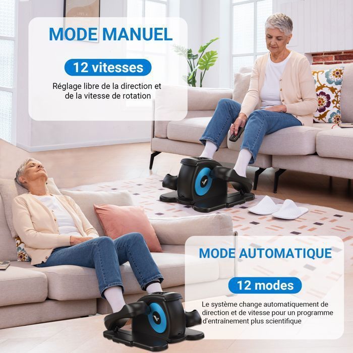 Pedalier D'appartement - SPORTNOW - écran LCD, Télécommande Et 12 Vitesses Reglables Silencieux Portable 45 X 42 X 26 Cm Blanc 90905222