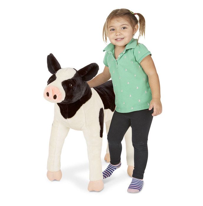 Melissa Doug Calf Lifelike Stuffed Animal Vache Noir Rose Blanc Peluche 3 annee s Vache 12 annee s Cdiscount Jeux Jouets