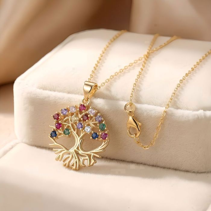 Collier Arbre De Vie Plaqué Or 18 Carats – Bijou Femme, Neuf Avec étiquettes