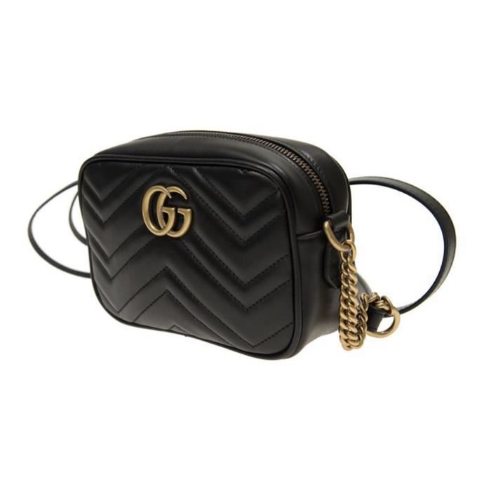 Gucci Marmont Gold Label Single shoulder Sling Bag sac pour appareil photo Mini femme noir Cdiscount Appareil Photo