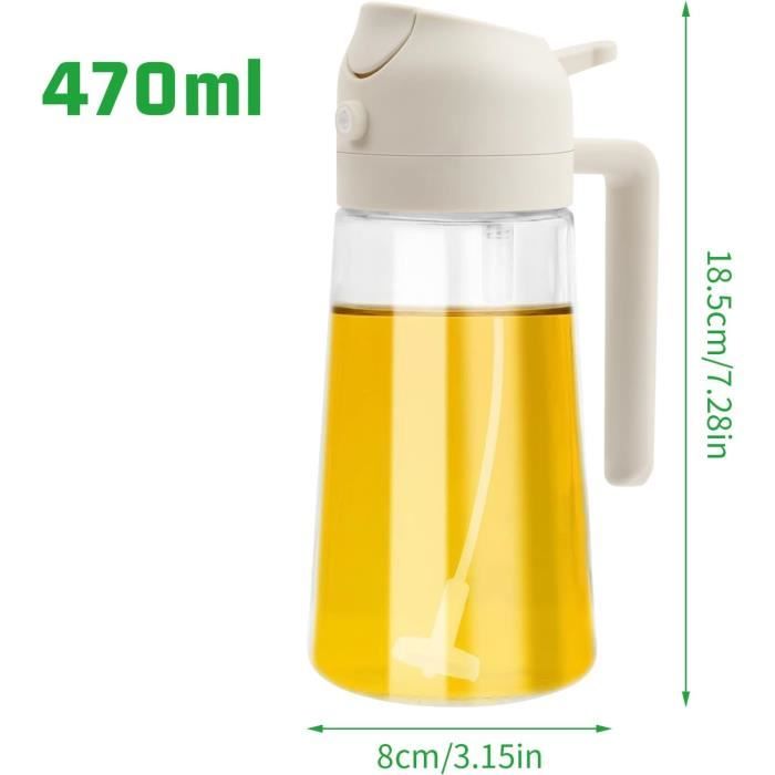 Distributeur d'huile d'olive 2 en 1, 470ml, bouteille de pulvérisation d' huile, pulvérisateur d