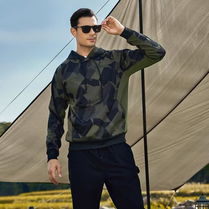 Sweat à Capuche Homme Huk Coldfront+ – Bleu/Gris Camo – Taille L – Neuf Avec étiquette